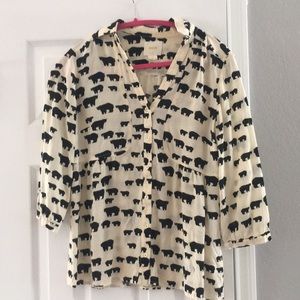 Anthropologie Maeve Black Bears Button Down